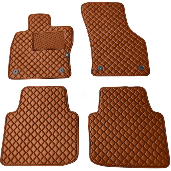 Eco leather mats QuiltyMats SKODA SUPERB 2015-2023 (Brown / brown stitching)