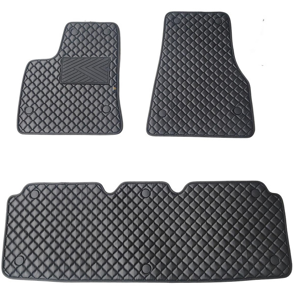 Eco leather mats QuiltyMats TESLA MODEL S 2012-2026 (Black / black stitching)
