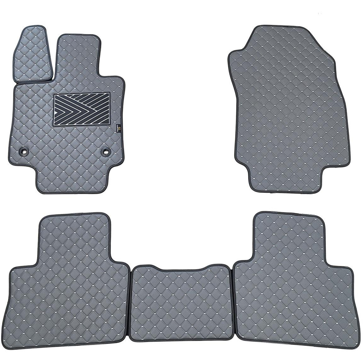 Eco leather mats QuiltyMats TOYOTA RAV-4 2018-2025 (Hibridas) (Grey / gray stitching)