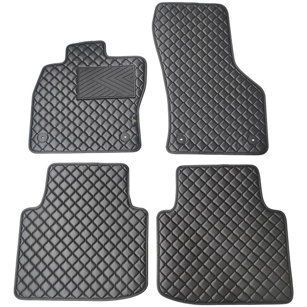 Eco leather mats QuiltyMats VOLKSWAGEN ARTEON 2017-2023 (Black / black stitching)