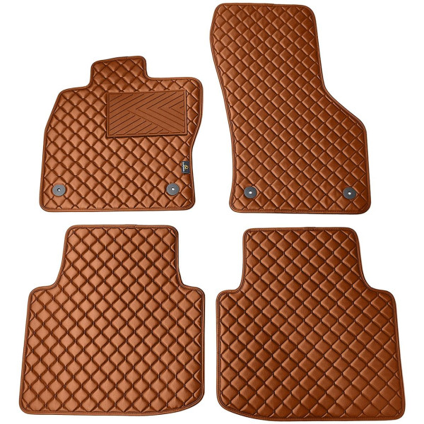 Eco leather mats QuiltyMats VOLKSWAGEN ARTEON 2017-2023 (Brown / brown stitching)