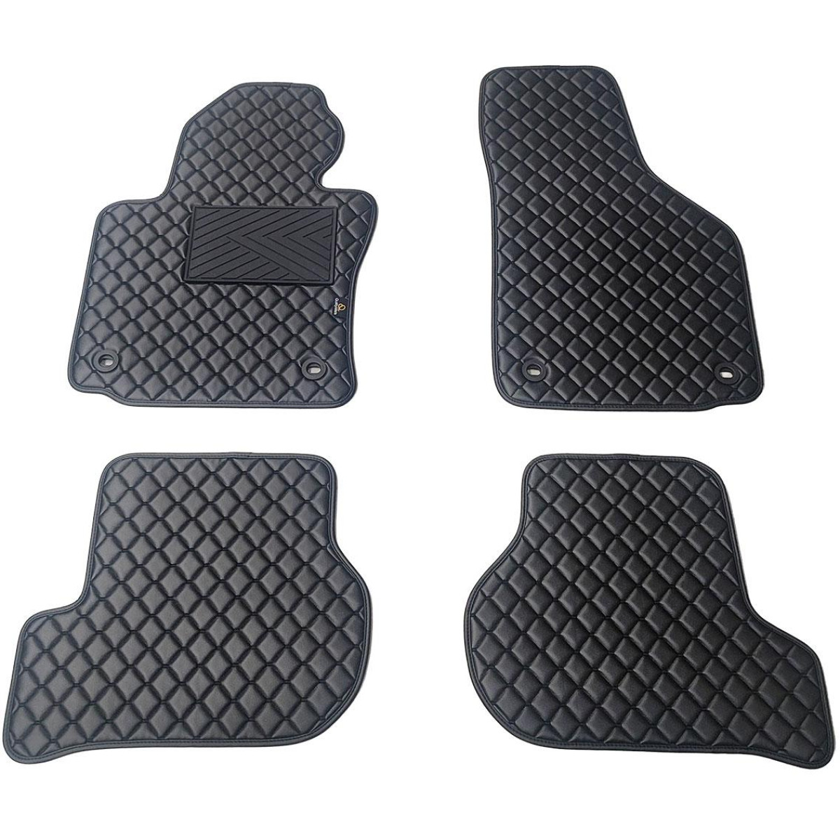 Eco leather mats QuiltyMats VOLKSWAGEN GOLF 2003-2009 (Black / black stitching)