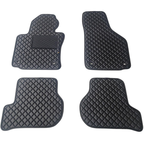 Eco leather mats QuiltyMats VOLKSWAGEN GOLF 2003-2009 (Black / black stitching)
