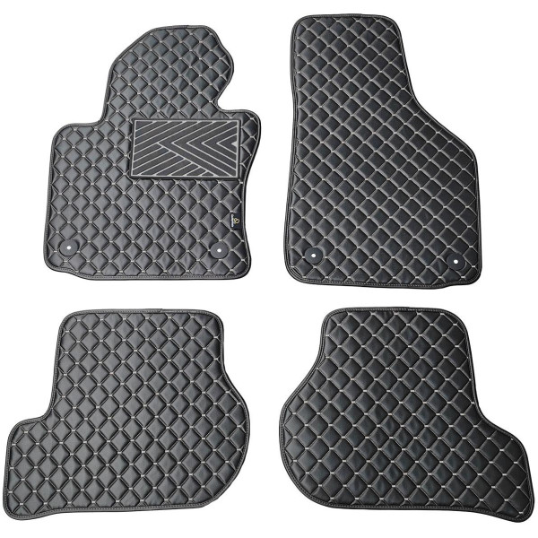 Eco leather mats QuiltyMats VOLKSWAGEN GOLF 2003-2009 (Black / gray stitching)