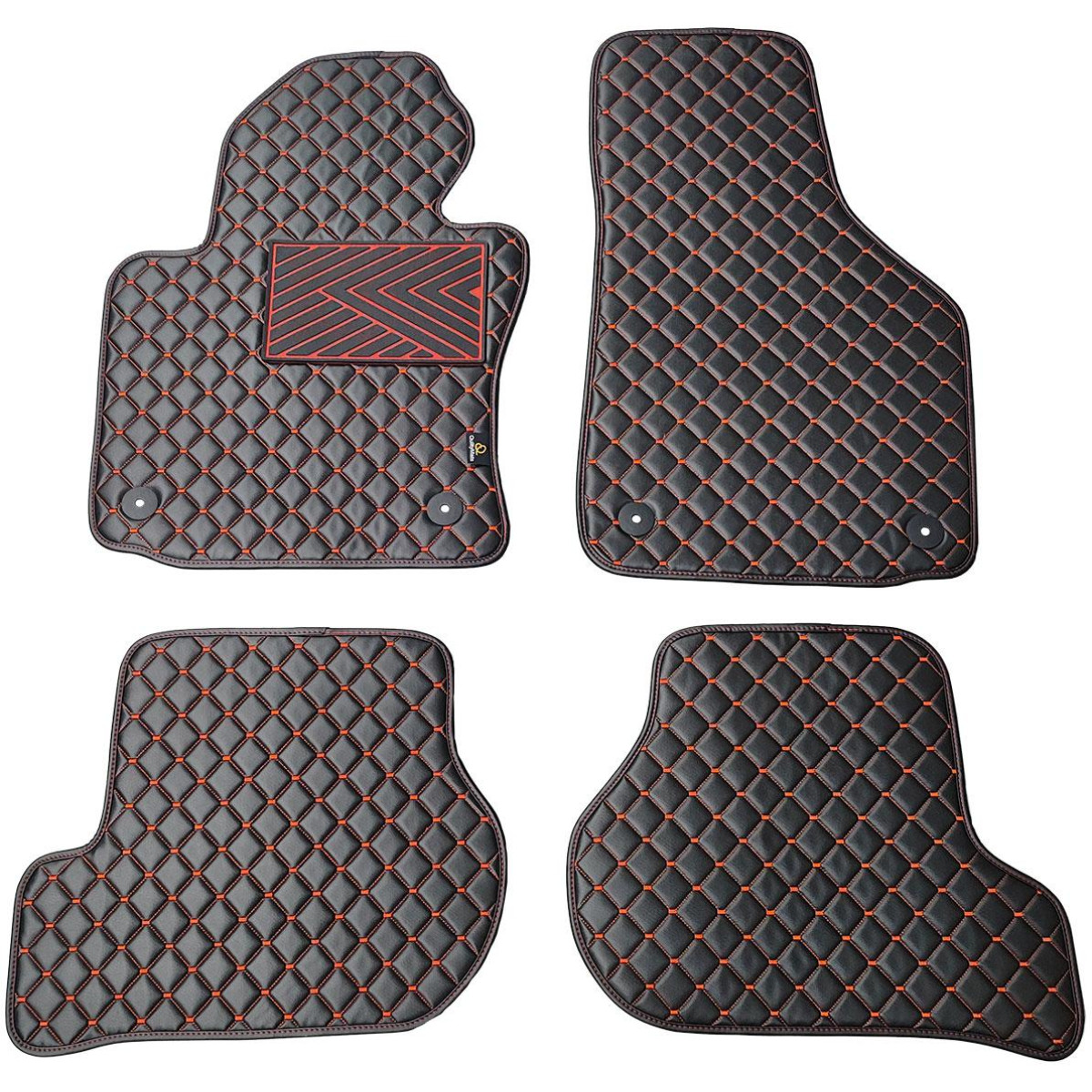 Eco leather mats QuiltyMats VOLKSWAGEN GOLF 2003-2009 (Black / red stitching)