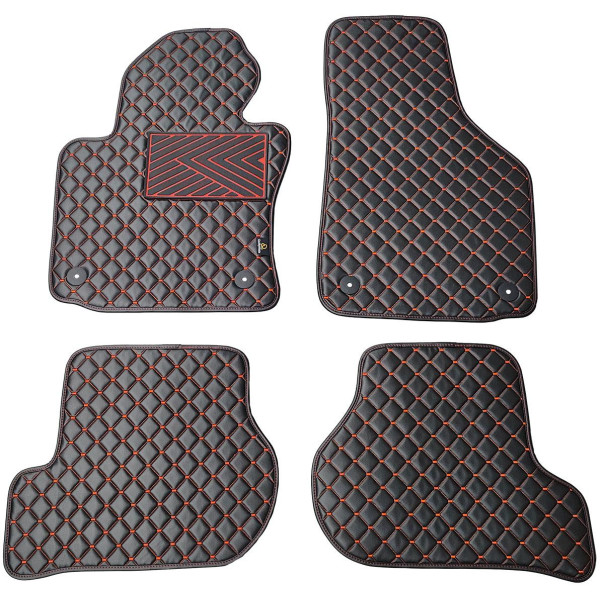 Eco leather mats QuiltyMats VOLKSWAGEN GOLF 2003-2009 (Black / red stitching)