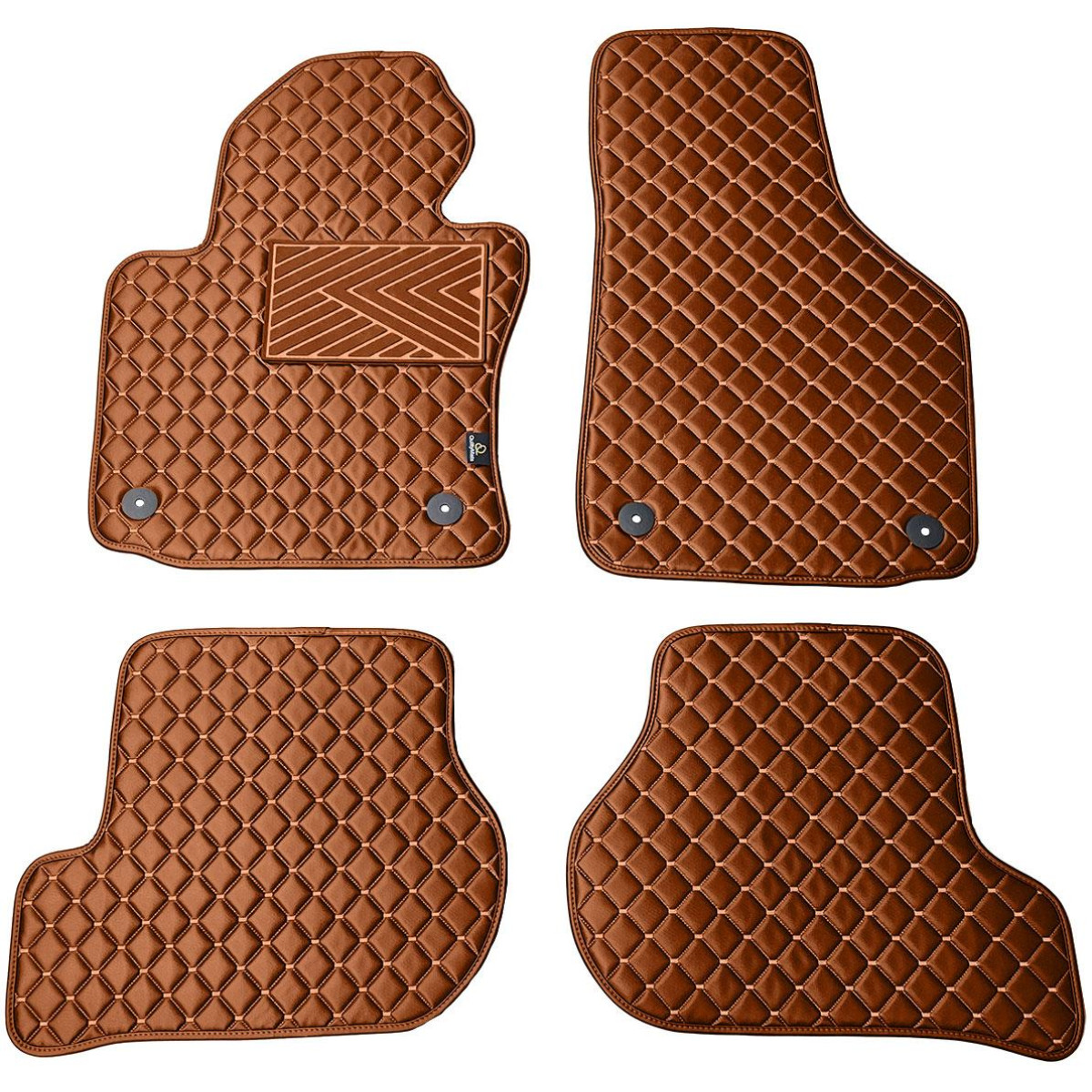 Eco leather mats QuiltyMats VOLKSWAGEN GOLF 2003-2009 (Brown / brown stitching)