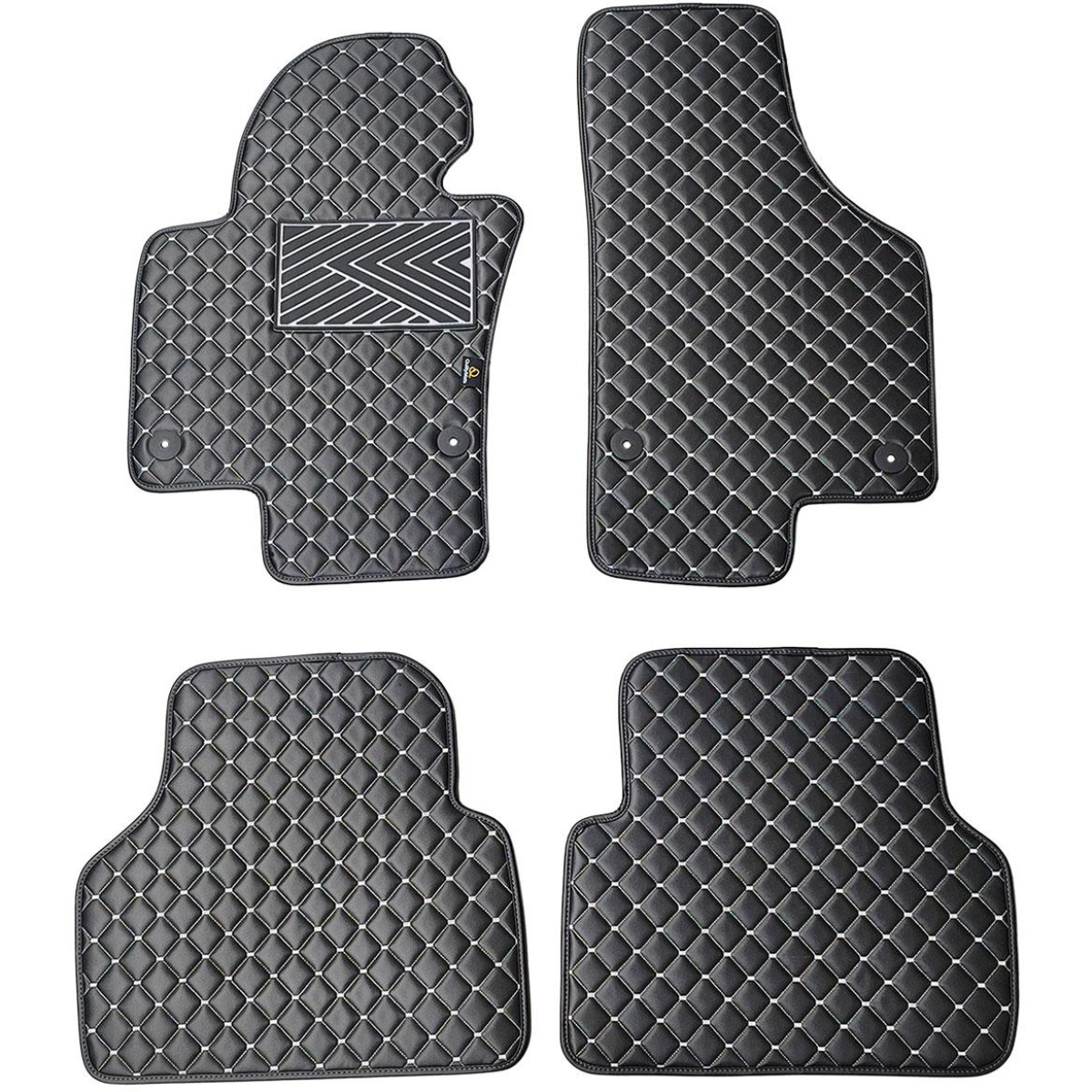Eco leather mats QuiltyMats VOLKSWAGEN TIGUAN 2007-2016 (Black / gray stitching)