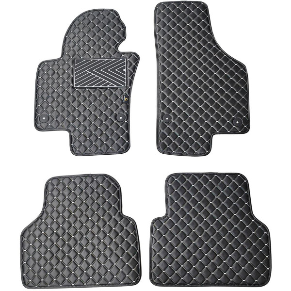 Eco leather mats QuiltyMats VOLKSWAGEN TIGUAN 2007-2016 (Black / gray stitching)