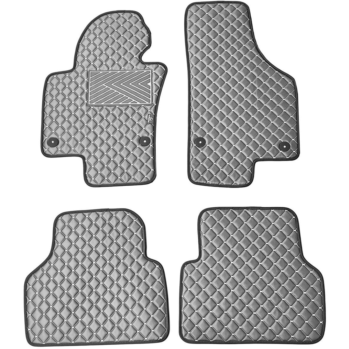 Eco leather mats QuiltyMats VOLKSWAGEN TIGUAN 2007-2016 (Grey / gray stitching)
