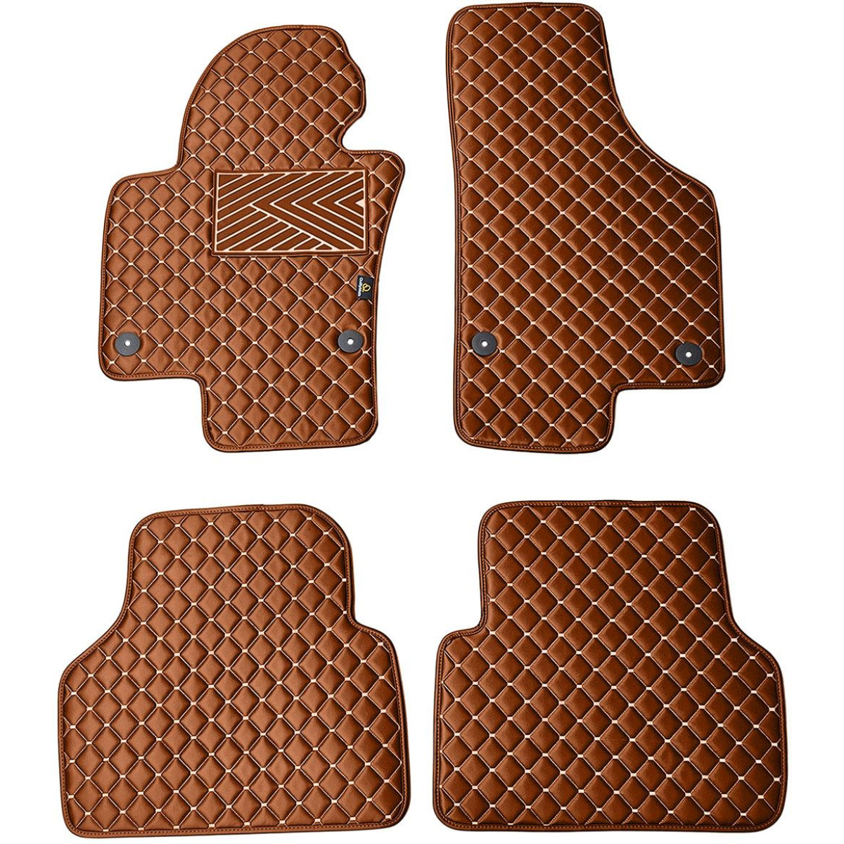 Eco leather mats QuiltyMats VOLKSWAGEN TIGUAN 2007-2016 (Brown / brown stitching)