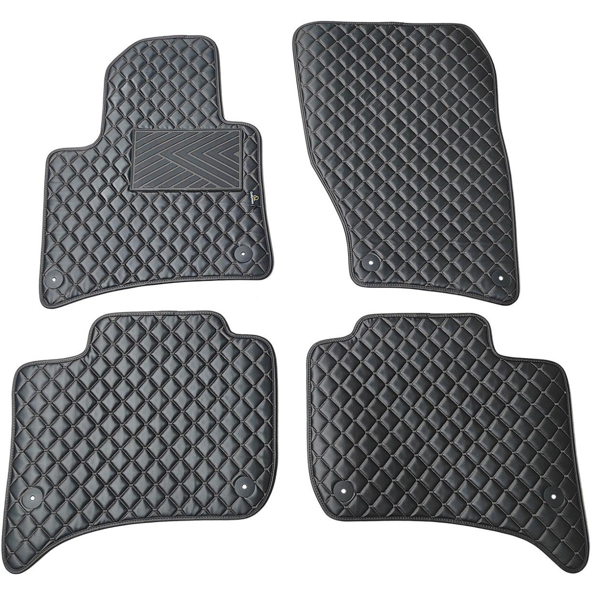 Eco leather mats QuiltyMats VOLKSWAGEN TOUAREG 2010-2018 (Black / black stitching)