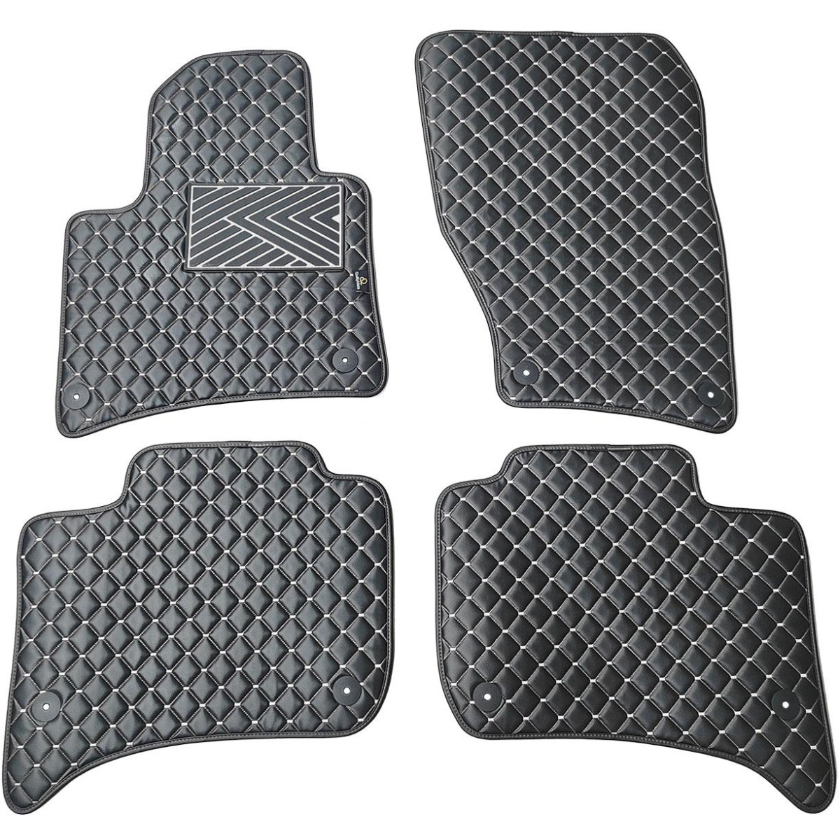 Eco leather mats QuiltyMats VOLKSWAGEN TOUAREG 2010-2018 (Black / gray stitching)