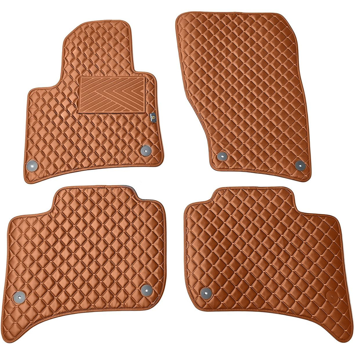 Eco leather mats QuiltyMats VOLKSWAGEN TOUAREG 2010-2018 (Brown / brown stitching)