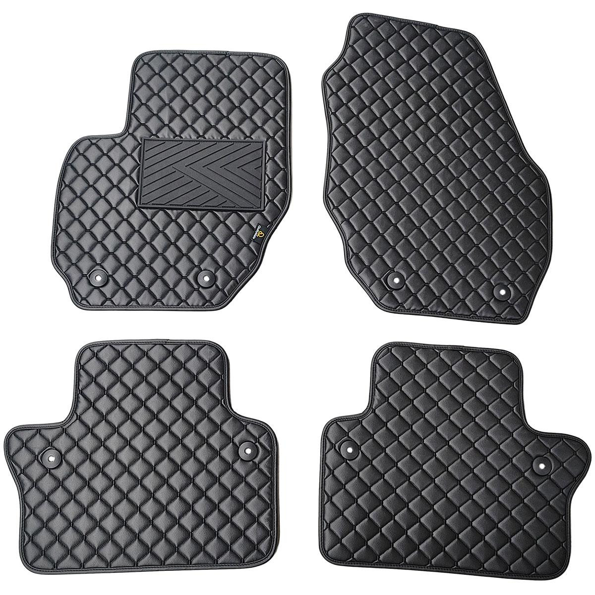 Eco leather mats QuiltyMats VOLVO S80 2006-2016 (Black / black stitching)