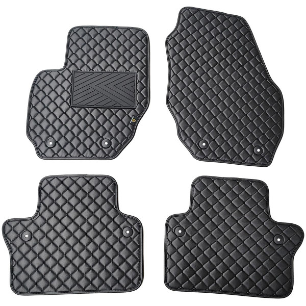Eco leather mats QuiltyMats VOLVO S80 2006-2016 (Black / black stitching)