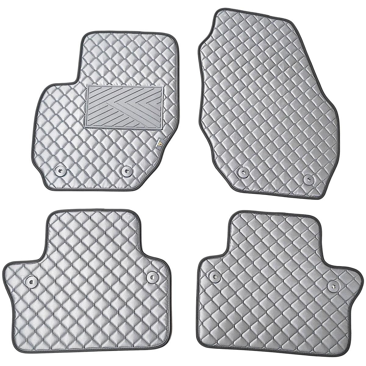 Eco leather mats QuiltyMats VOLVO S80 2006-2016 (Grey / gray stitching)