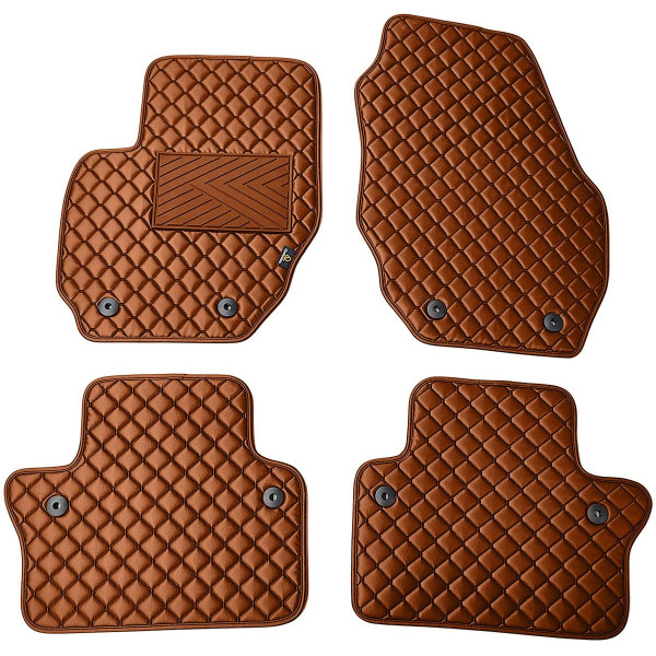 Eco leather mats QuiltyMats VOLVO S80 2006-2016 (Brown / brown stitching)