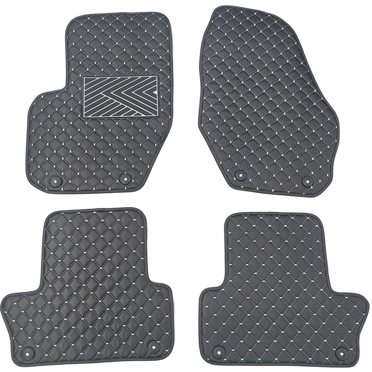 Eco leather mats QuiltyMats VOLVO XC60 2008-2017 (Black / gray stitching)