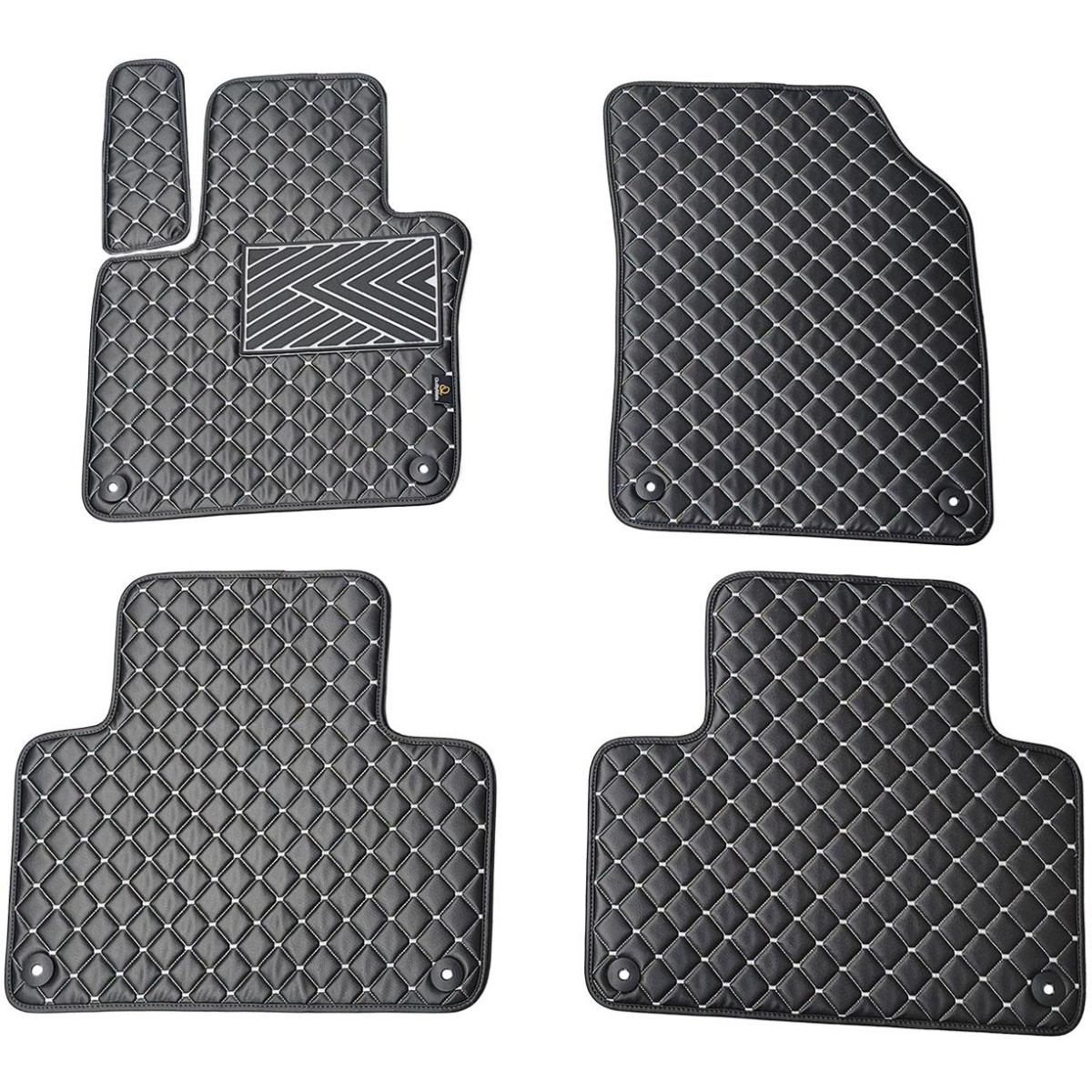 Eco leather mats QuiltyMats VOLVO XC90 from 2015 (Black / gray stitching)