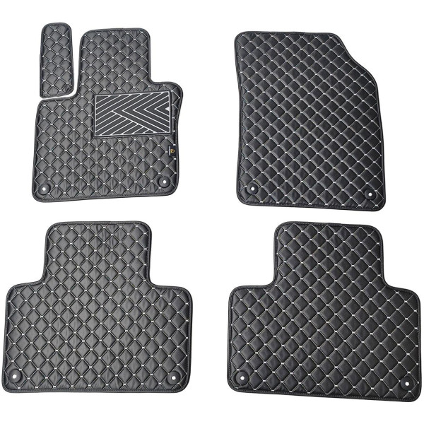 Eco leather mats QuiltyMats VOLVO XC90 from 2015 (Black / gray stitching)