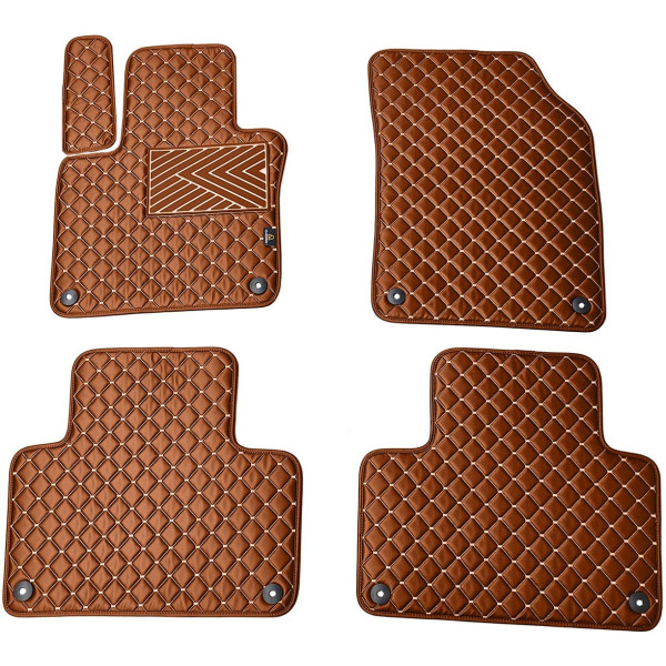 Eco leather mats QuiltyMats VOLVO XC90 from 2015 (Brown / brown stitching)