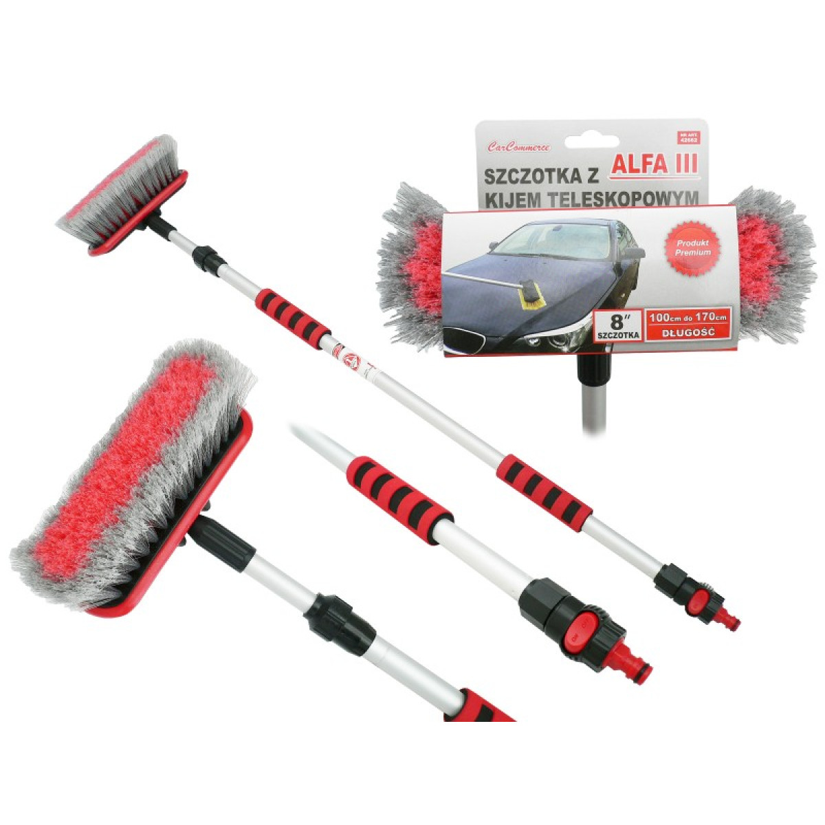 Telescopic brush with water connection ALFA III, 100-170 cm