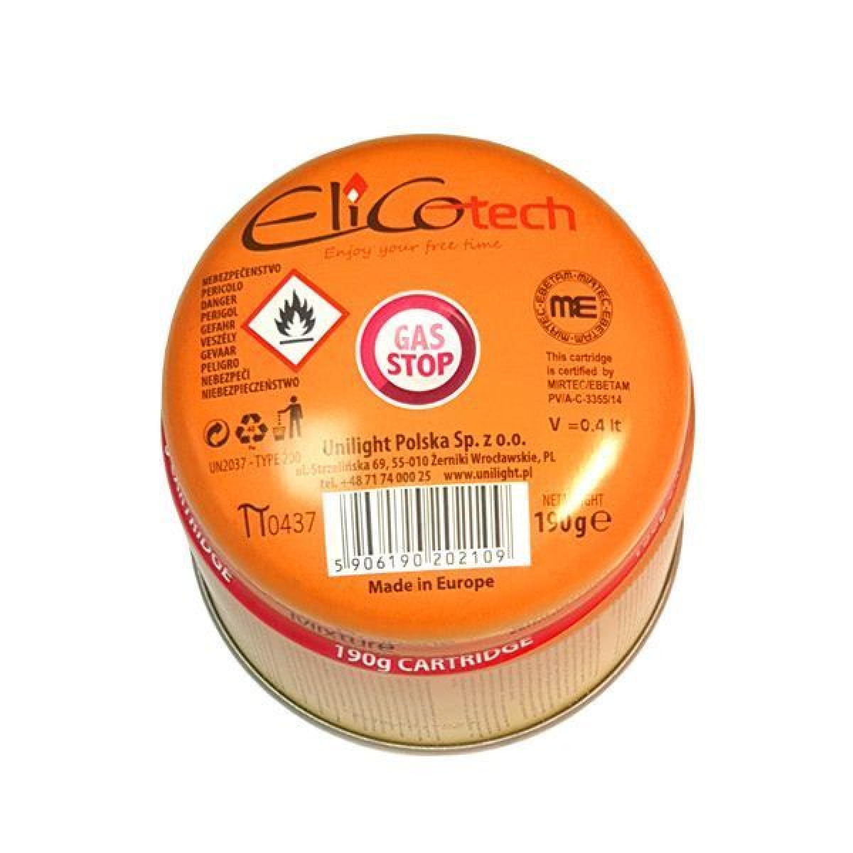 Gas canister - cartridge, Gas Stop, 190 g