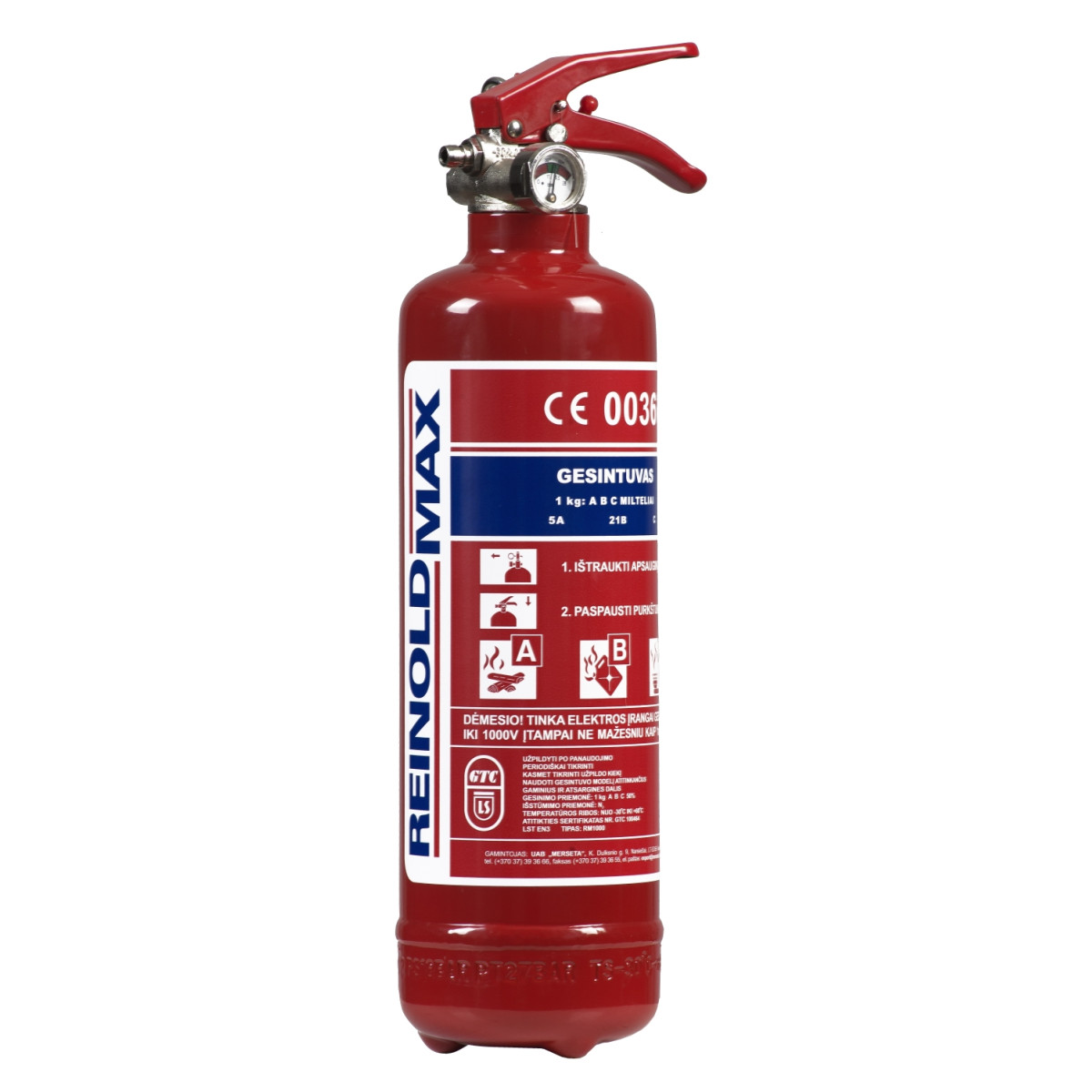Fire extinguisher 1 kg ABC with manometer Reinold Max Fire extinguisher 1 kg ABC with manometer Reinold Max