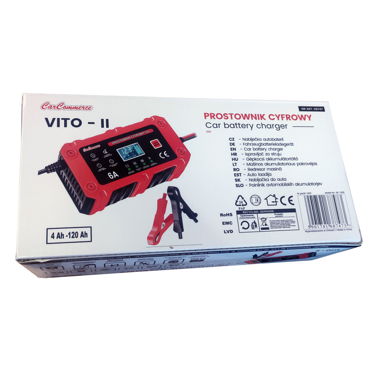 Digital battery charger, 12 V, 6 A, LiFePO4 / AGM / GEL, BC-1206