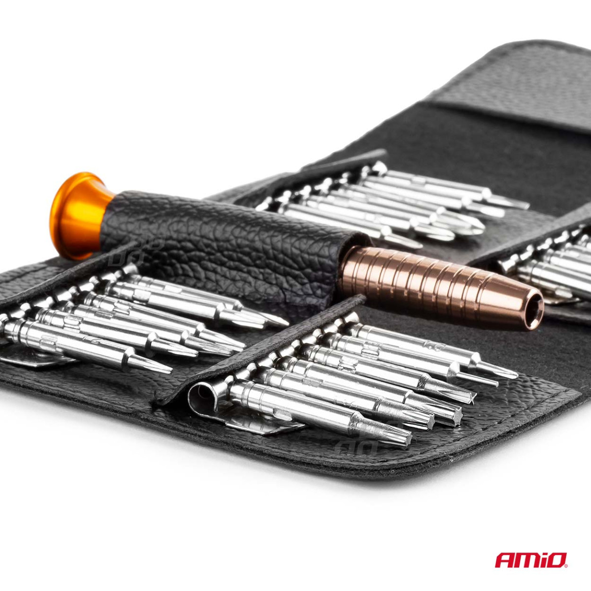 Precision screwdriver with 25 bits, AMIO-02839