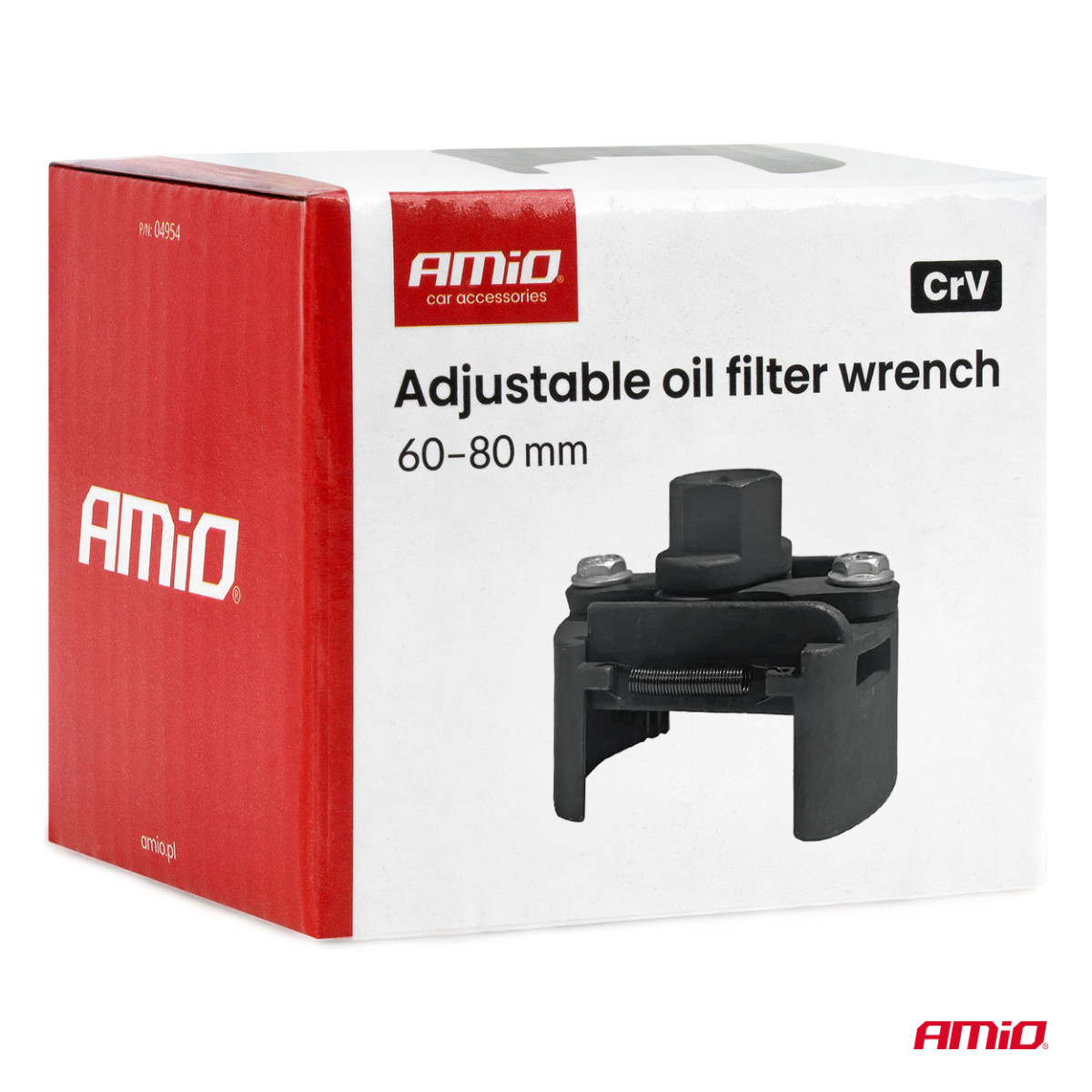 Adjustable oil filter wrench, 60-80 mm, CrV AMIO-04954