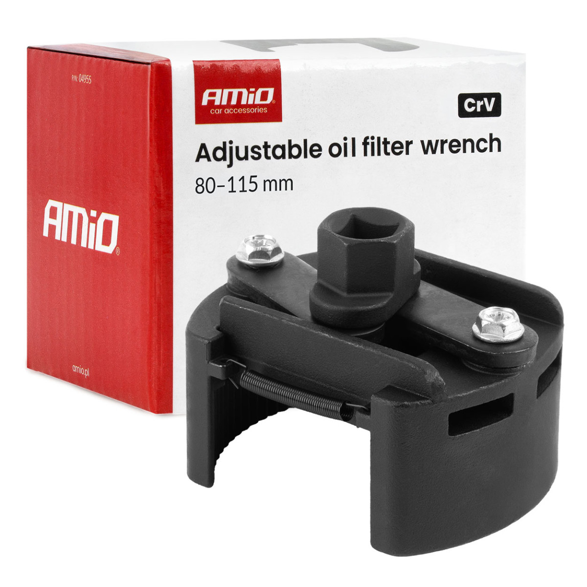 Adjustable oil filter wrench, 80-115 mm, CrV AMIO-04955
