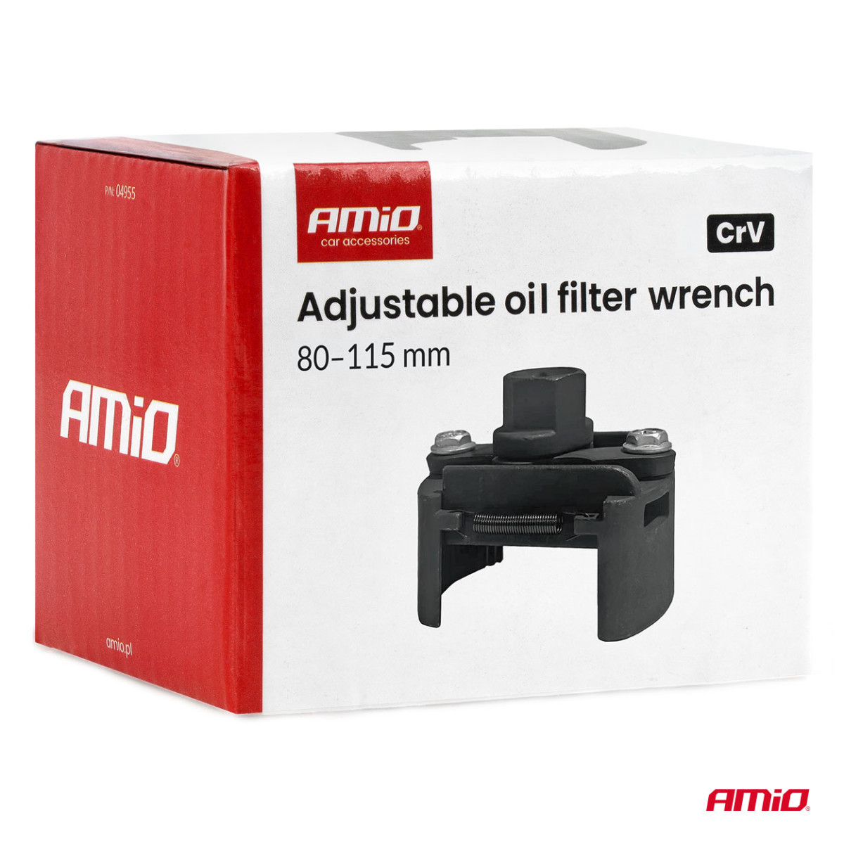 Adjustable oil filter wrench, 80-115 mm, CrV AMIO-04955