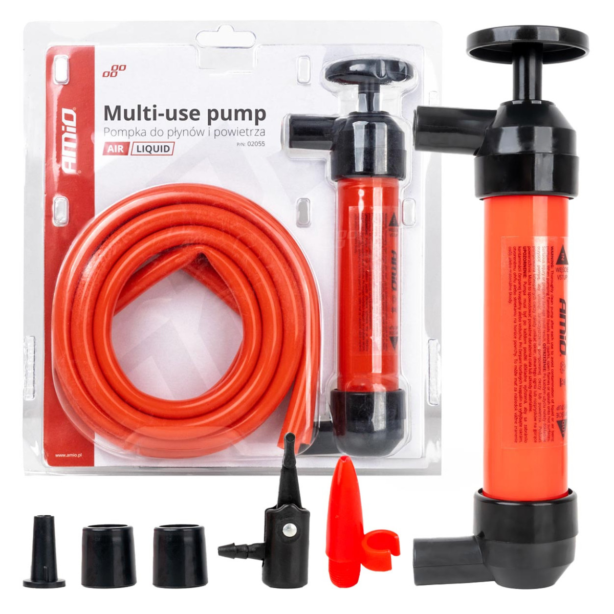 3in1 hand pump for draining air, oil and other liquids AMIO-02055