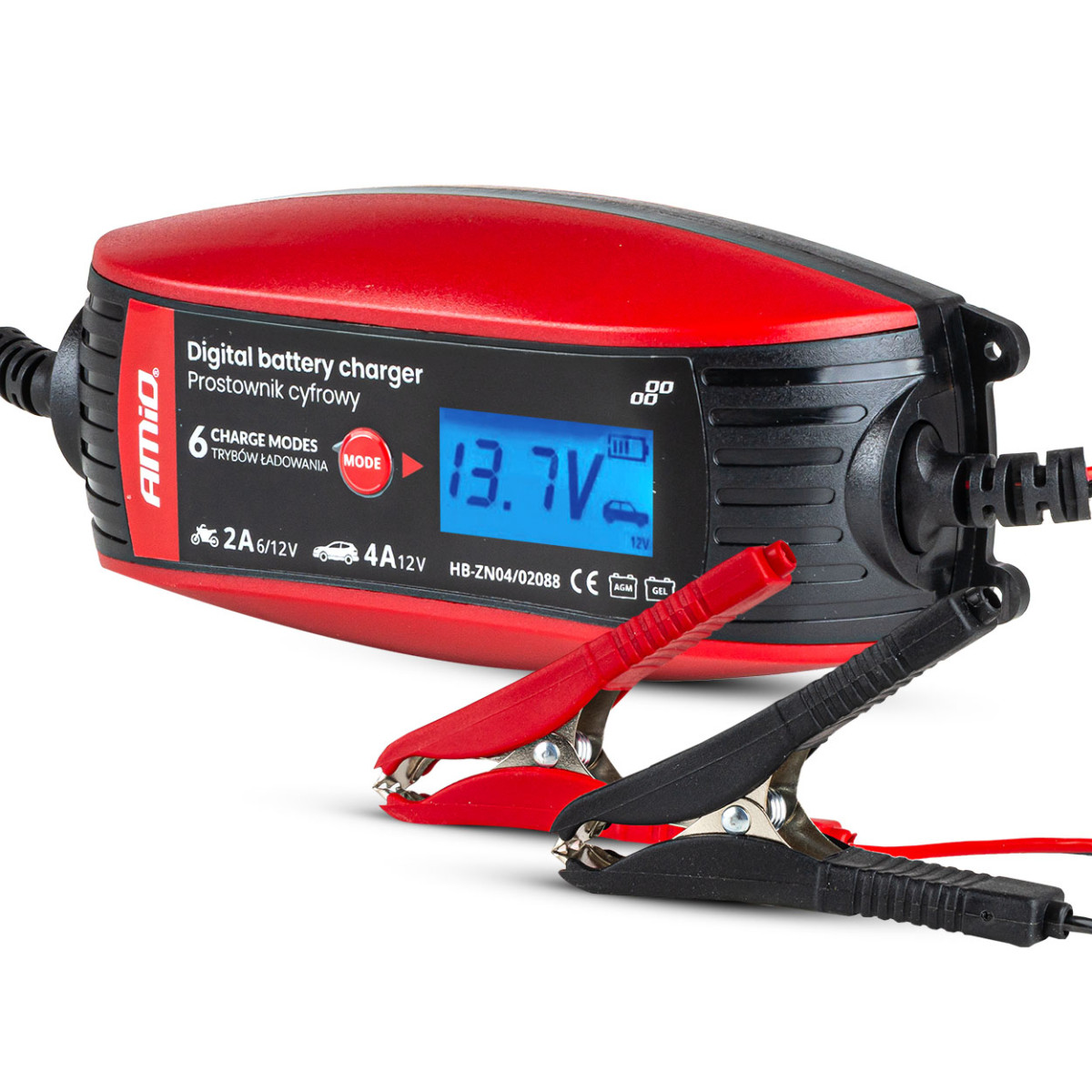 Digital battery charger DVL DBC 2A/4A 6V/12V AMIO-02088