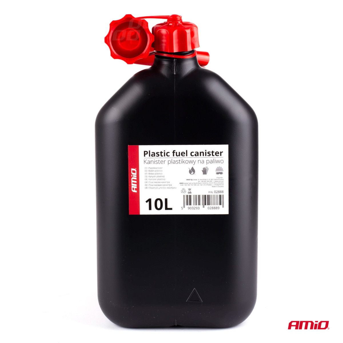 Plastic fuel canister 10 L, black, 32x28x17 cm