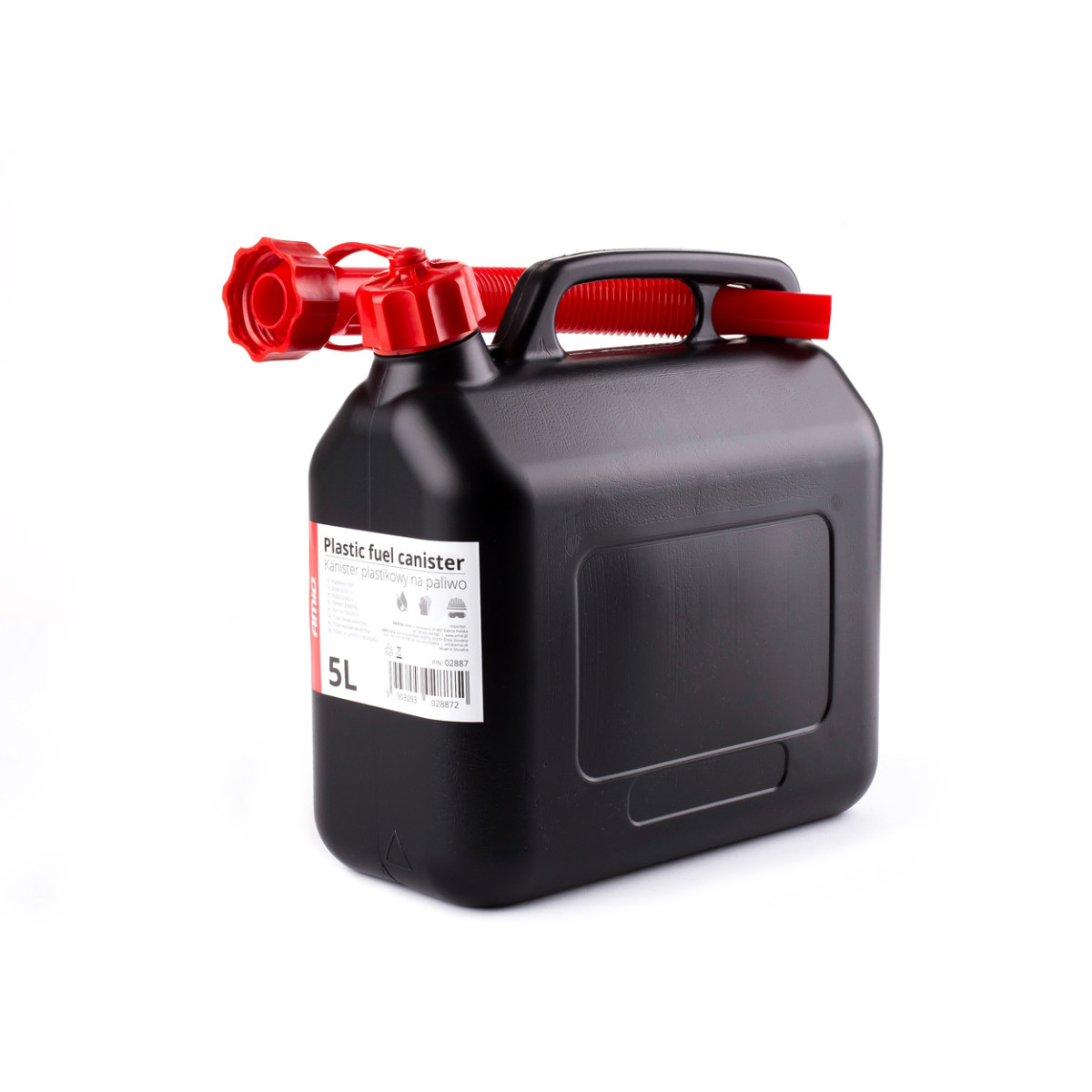 Plastic fuel canister 5 L, black, 28×26×12 cm