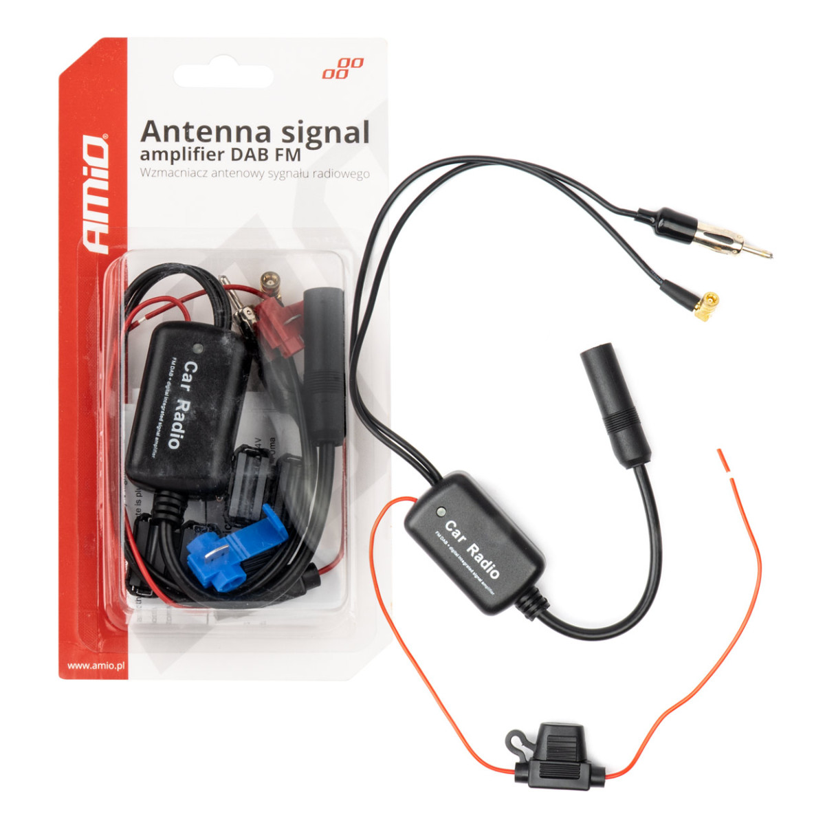 Radio antenna signal amplifier 12V DAB/FM AMIO-04134