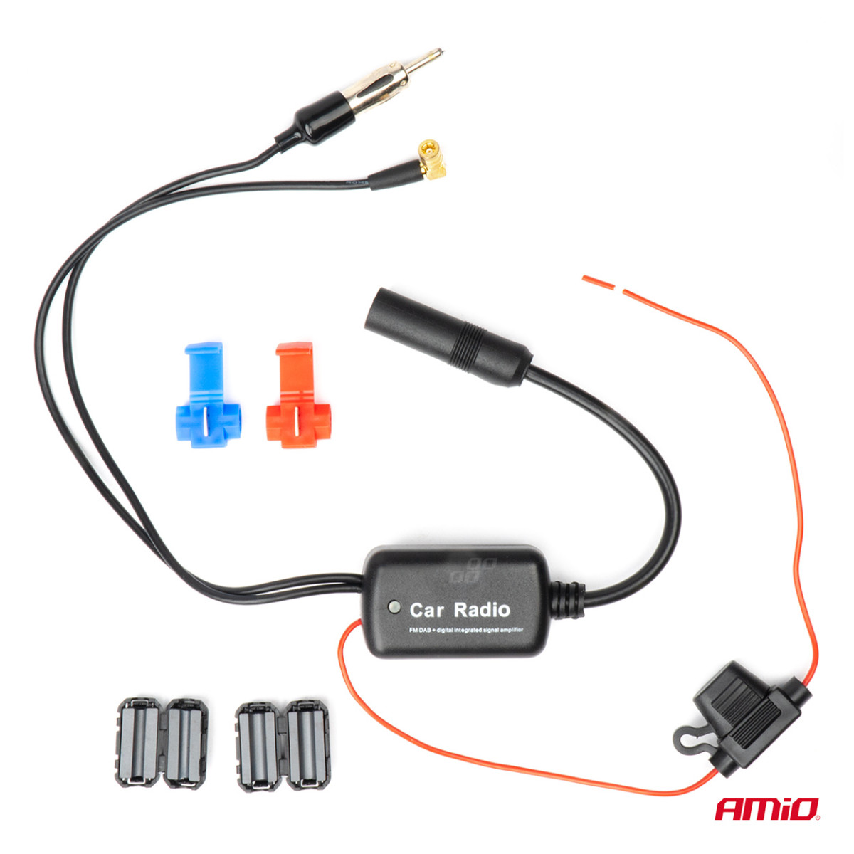 Radio antenna signal amplifier 12V DAB/FM AMIO-04134