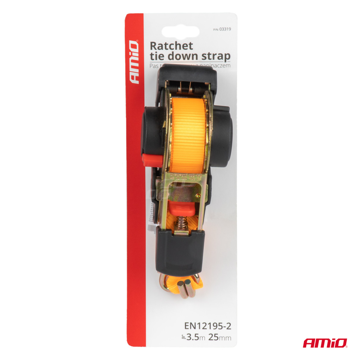 Cargo lashing strap with automatic winder 640/320 kg, 3.5 mx 25 mm, J-TYPE AMIO-03319