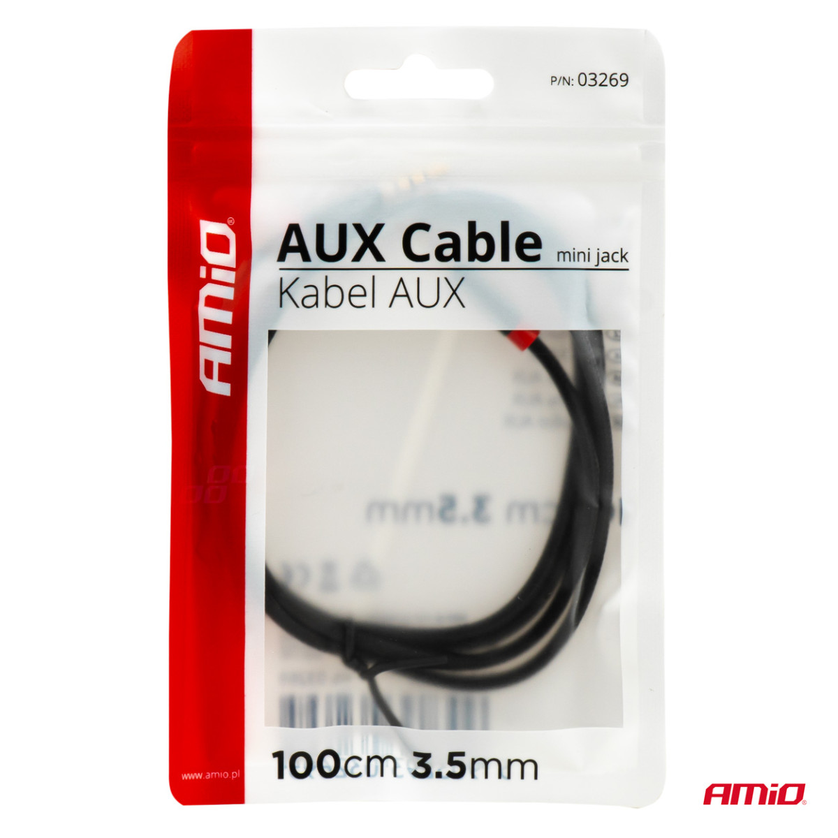 AUX cable Mini Jack-Jack 3.5 mm 100cm AMIO-03269