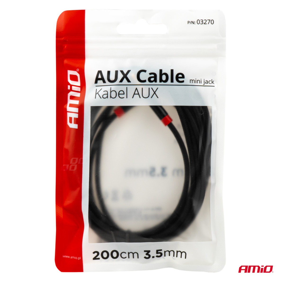 AUX cable Mini Jack-Jack 3.5 mm 200 cm AMIO-03270