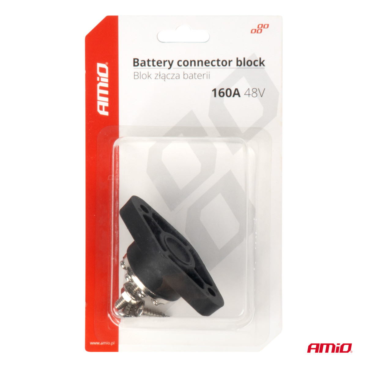 Battery connector distribution block 8 connectors, Bus Bar up to 48V 160A, AMIO-03807