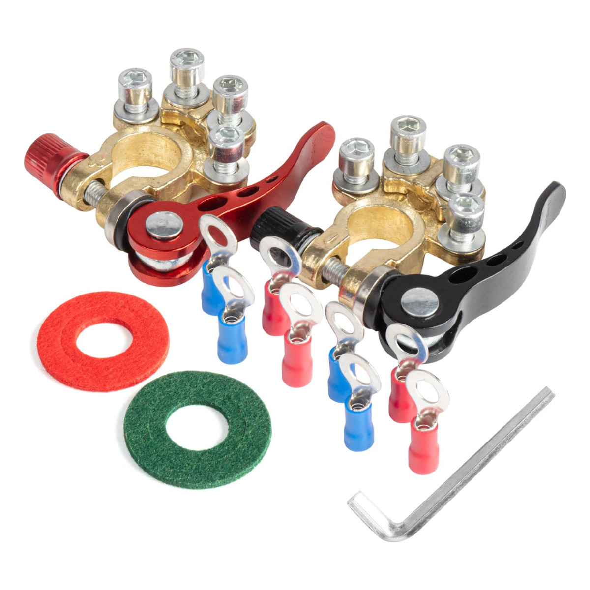 Universal battery terminals with 4 connections, copper AMiO-04058