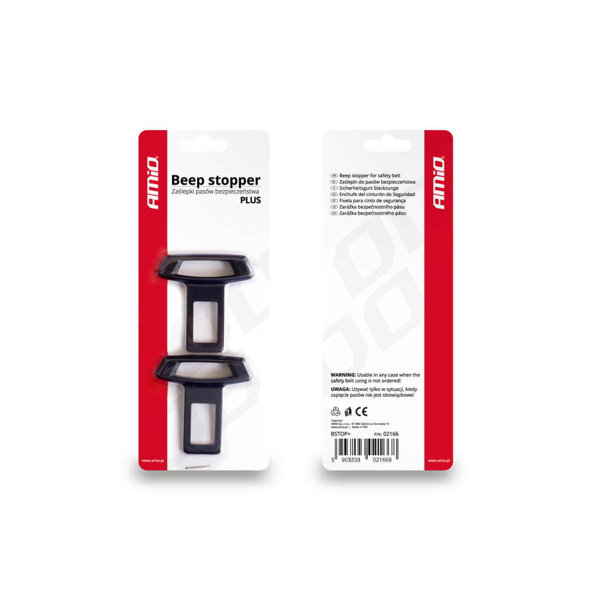 Seat belt alarm suppressors BSTOP+, 2 pcs. AMIO-02166