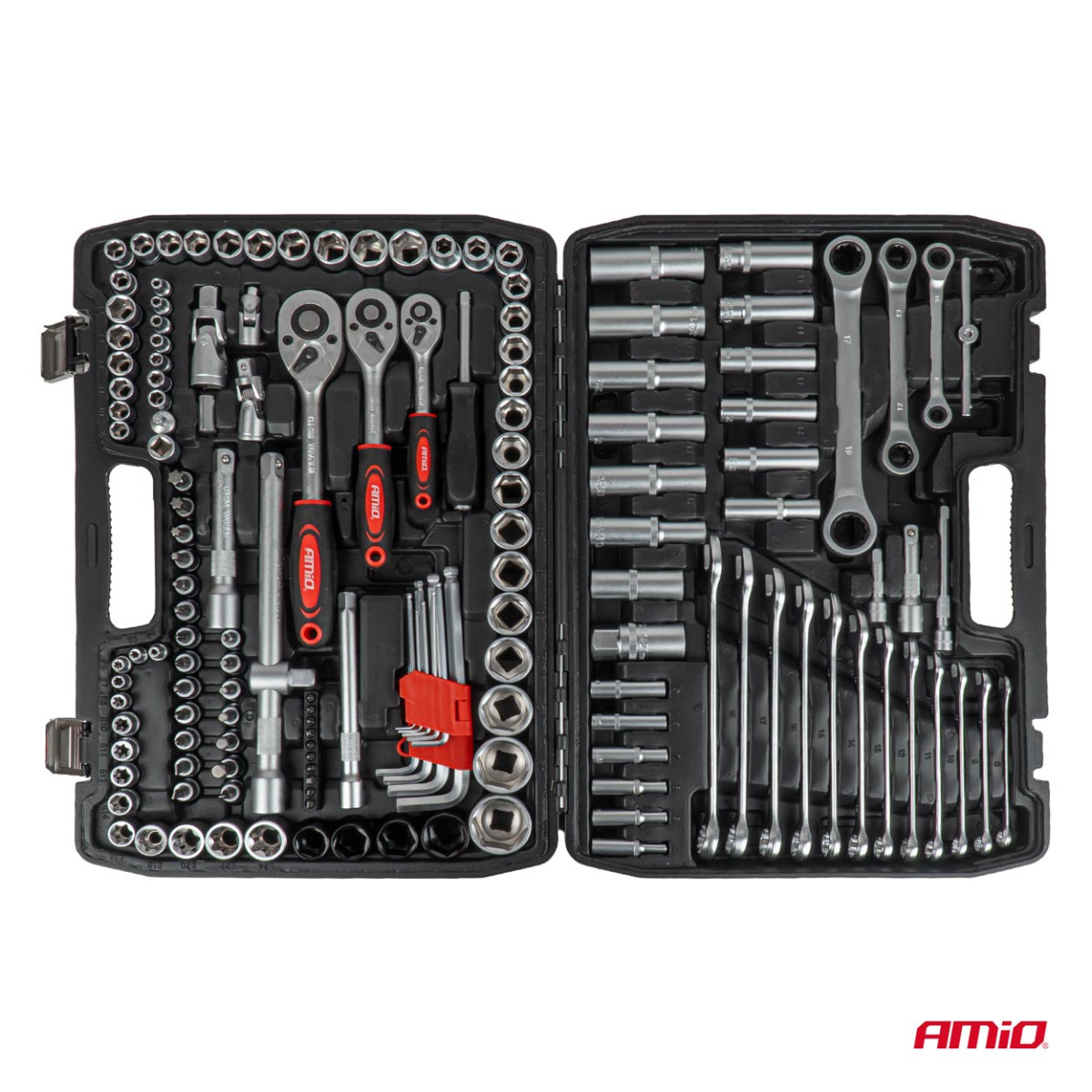 Bit, hex key and socket set with ratchets, 151 pcs., AMIO-05019