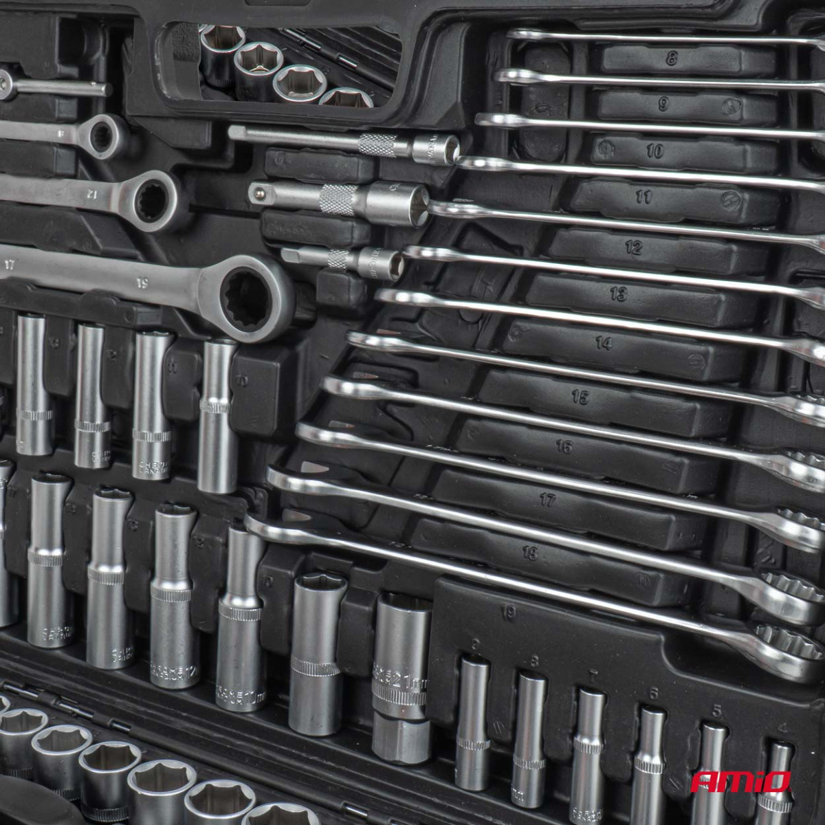 Bit, hex key and socket set with ratchets, 151 pcs., AMIO-05019