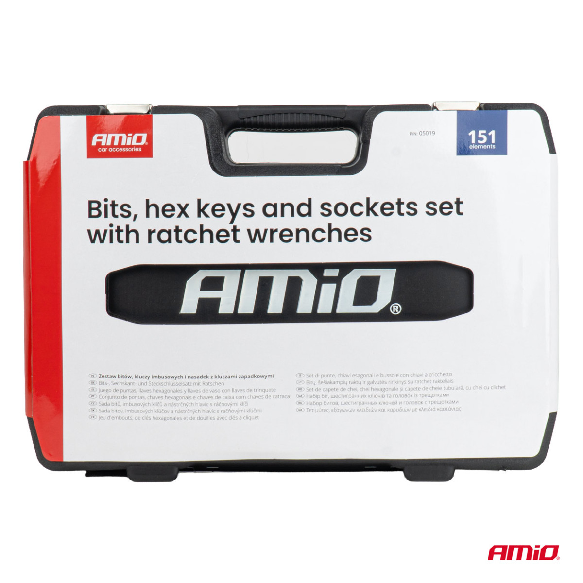 Bit, hex key and socket set with ratchets, 151 pcs., AMIO-05019