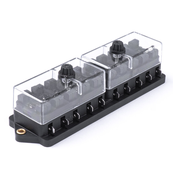 Fuse box, 10 slots for blade (ATO/UNI) fuses AMIO-03043